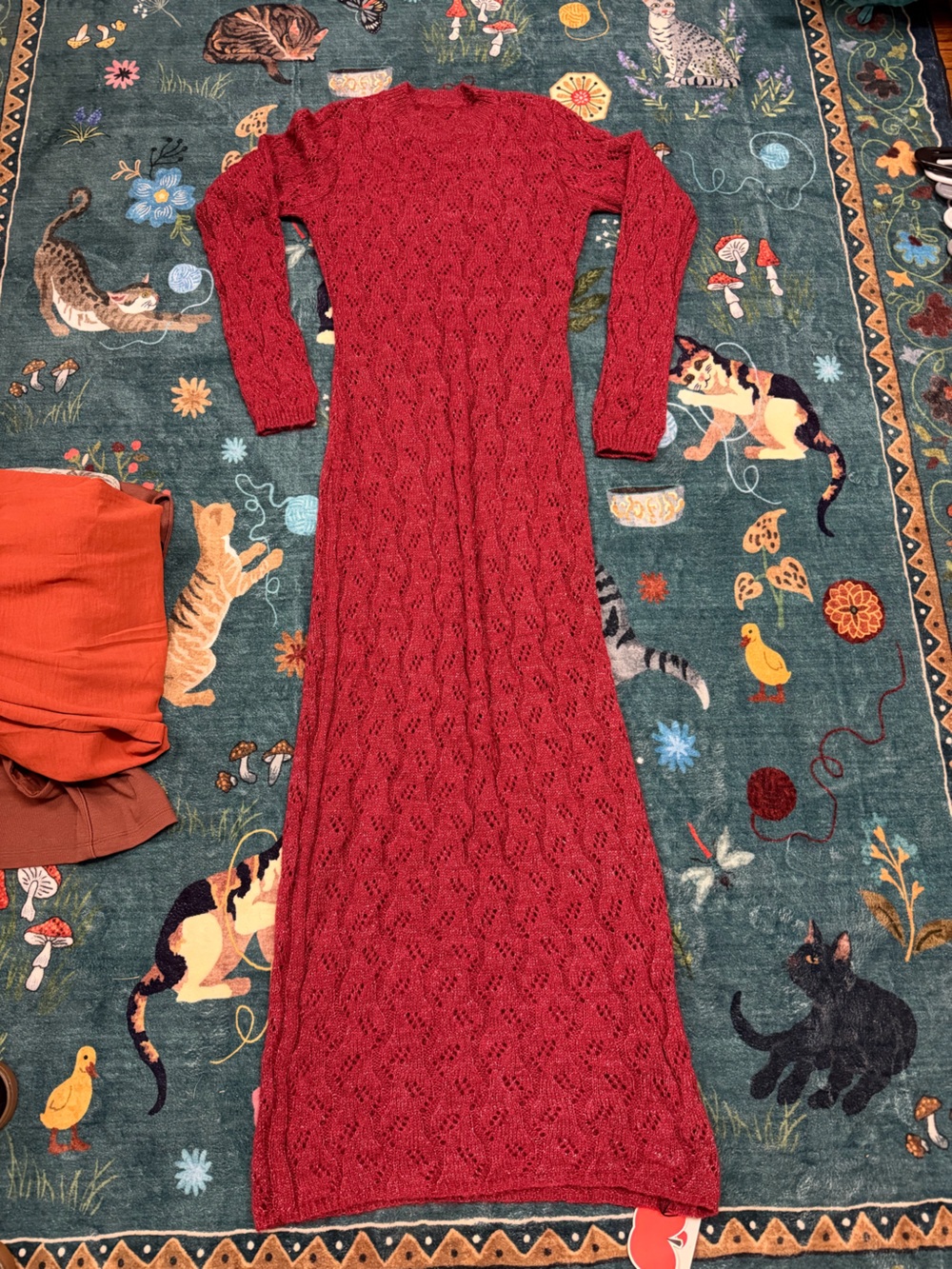 Cider Red Cable Knit Sweater Dress